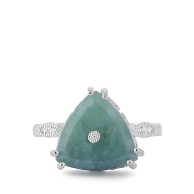 Type A Burmese Jadeite Ring with White Topaz in Sterling Silver 4.54cts