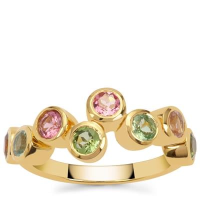 Multi-Colour Tourmaline Ring in Gold Plated Sterling Silver 1.50cts