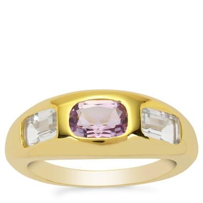Rose De France Amethyst and Prasiolite Ring in Gold Plated Sterling Silver 1.85cts