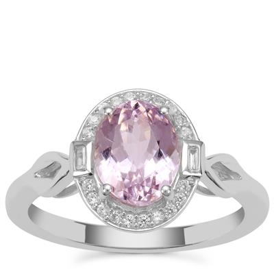 Brazilian Kunzite Ring with White Zircon in Sterling Silver 2.73cts