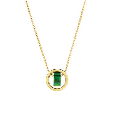 Malachite Necklace in Gold Tone Sterling Silver 4.40cts