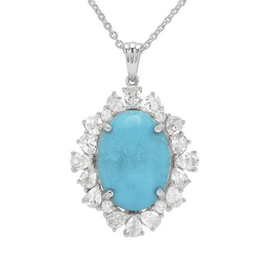 'Coronation' Sleeping Beauty Turquoise & White Zircon Sterling Silver Necklace ATGW 13.75cts