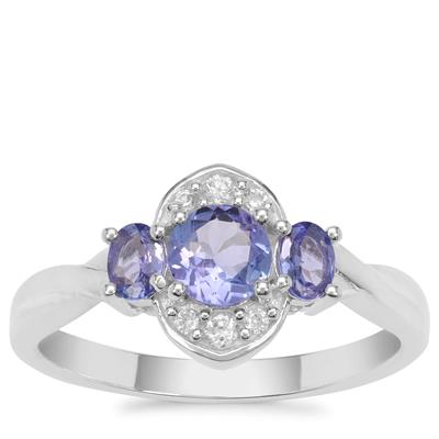 Tanzanite Ring with White Zircon in Sterling Silver 0.90ct
