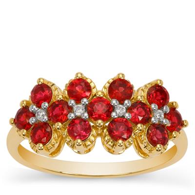 Burmese Red Spinel Ring with White Zircon in 9K Gold 1.30cts