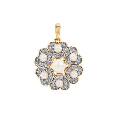 The Rose White Pearl Pendant with Diamond in 9K Gold 