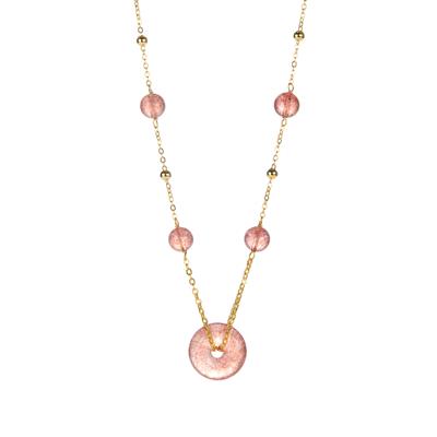 Strawberry Quartz Necklace in Gold Tone Sterling Silver 23.30cts