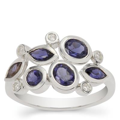 Bengal Iolite Ring with White Zircon in Sterling Silver 1ct