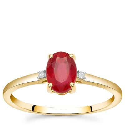 Malagasy Ruby Ring with Diamonds in 9K Gold 1.30cts