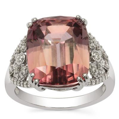 Pink Diaspore Ring with Diamond in Platinum 950 12.83cts