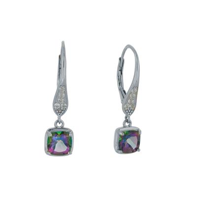 Mystic Green Topaz Earrings with White Topaz in Sterling Silver 2.50cts