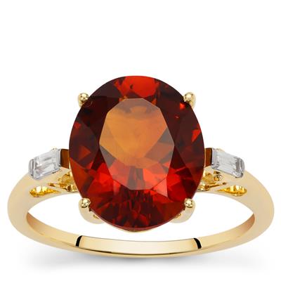 Madeira Citrine Ring with White Zircon in 9K Gold 4.15cts