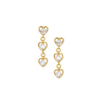 White Topaz Earrings in Gold Tone Sterling Silver 1ct
