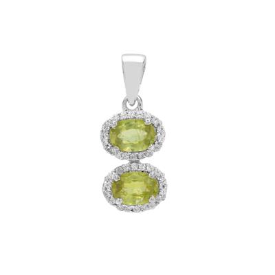 Ambilobe Sphene Pendant with White Zircon in Sterling Silver 1.40cts