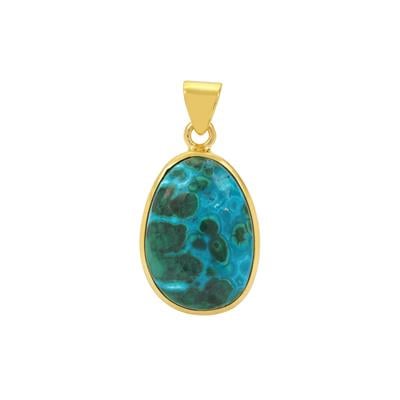 Chrysocolla Malachite Pendant in Gold Plated Sterling Silver 20.70cts