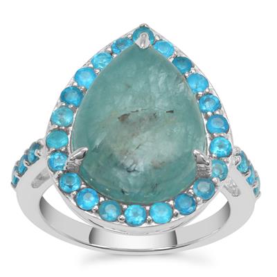 Grandidierite Ring with Neon Apatite in Sterling Silver 9.55cts