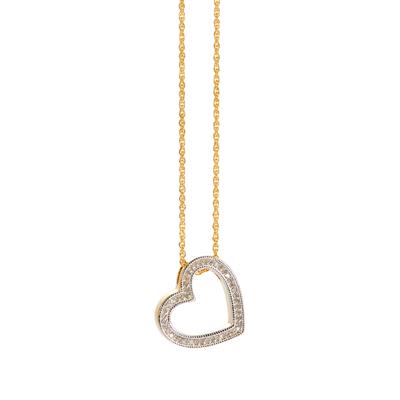 ¼ct Diamond Heart Pendant Necklace in Gold Tone Sterling Silver 