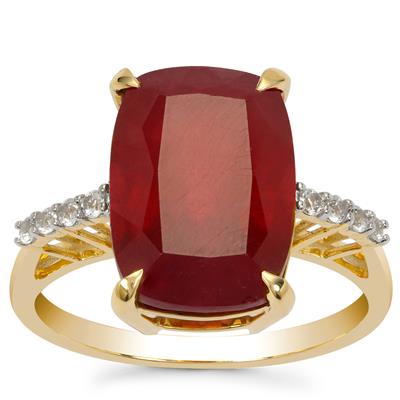 Bemainty Ruby Ring with White Zircon in 9K Gold 9.90cts