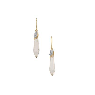 Wobito Briolette Cut White Topaz Earrings with White Zircon in 9K Gold 11.65cts