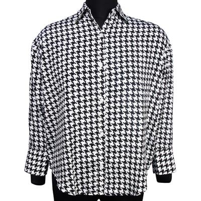 Destello 100% Polyester Houndstooth Printed Shirt (Choice of 2 Sizes) (Black & White)