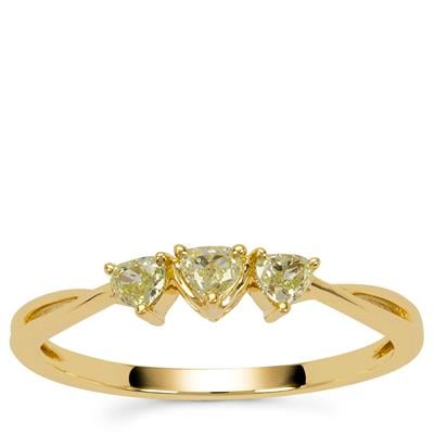 Yellow Diamonds Ring in 9K Gold 0.33cts