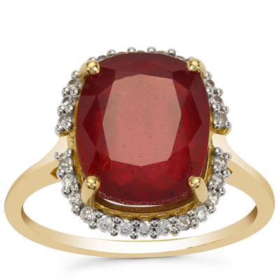 Bemainty Ruby Ring with White Zircon in 9K Gold 8.50cts
