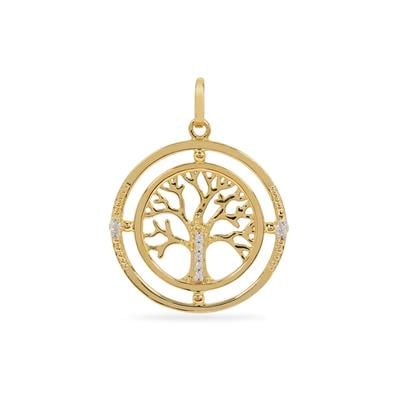 Ratanakiri White Zircon Tree of Life Pendant in Gold Plated Sterling Silver 0.20cts
