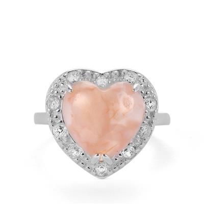Sakura Agate Ring with White Topaz in Sterling Silver 5.42cts