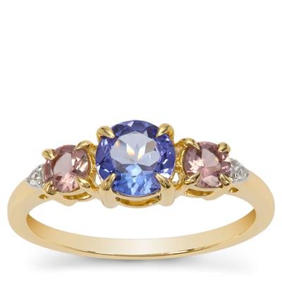 AA Tanzanite, Mahenge Pink Spinel Ring with White Zircon in 9K Gold 1.30cts