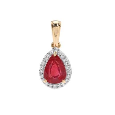 Malagasy Ruby Pendant with White Zircon in 9K Gold 1.65cts
