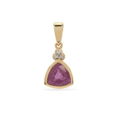 Ilakaka Hot Pink Sapphire Pendant with White Zircon in 9K Gold 1.55cts