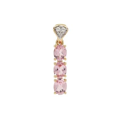 Rose Spinel Pendant with White Zircon in 9K Gold 1ct