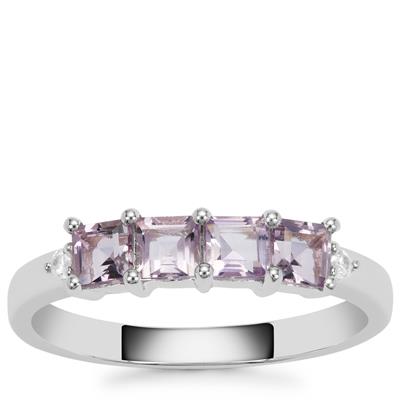 Pau D'Arco Amethyst Ring with White Zircon in Sterling Silver 0.75ct