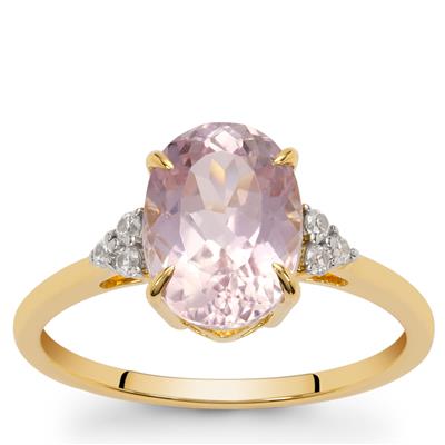Mawi Kunzite Ring with White Zircon in 9K Gold 3cts