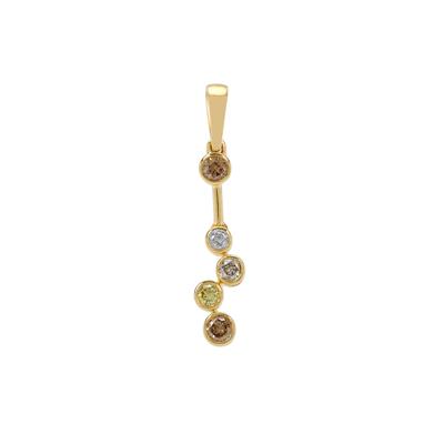 Golden Ivory Pendant with Multi Diamond in 9K Gold 0.25cts