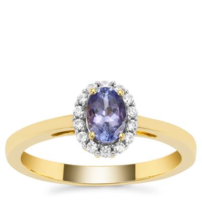 AA Tanzanite Ring with White Zircon in 9K Gold 0.65ct