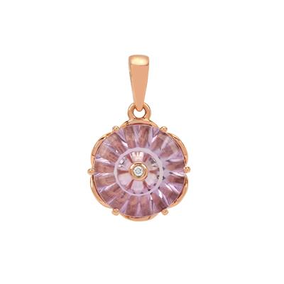 Lehrer Torus Pink Amethyst Pendant with Pink Diamond in 9K Rose Gold 4.20cts