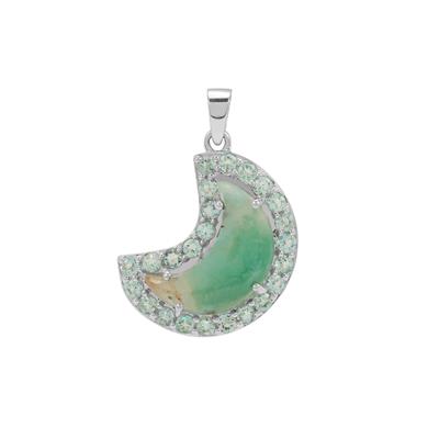 'The Selene Moon' Aquaprase™ Pendant with Aquaiba™ Beryl in Sterling Silver 11cts