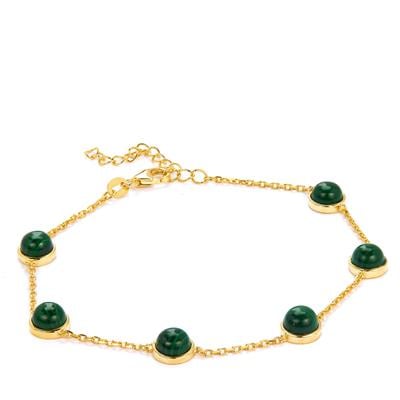 Malachite Bracelet in Gold Tone Sterling Silver 9cts