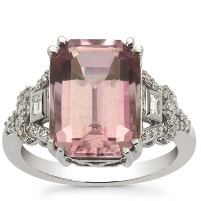 Pink Diaspore Ring with Diamond in Platinum 950 7.84cts