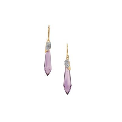 Wobito Briolette Cut Bahia Amethyst Earrings with White Zircon in 9K Gold 9cts