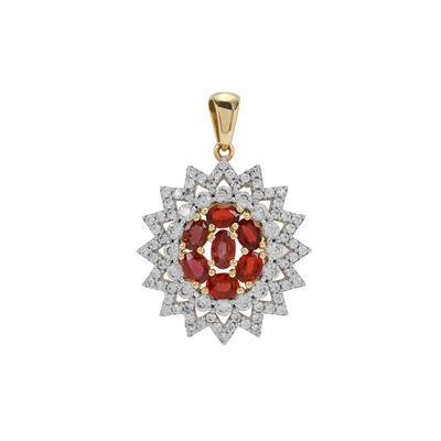 Tanzanian Ruby Pendant with White Zircon in 9K Gold 3.75cts
