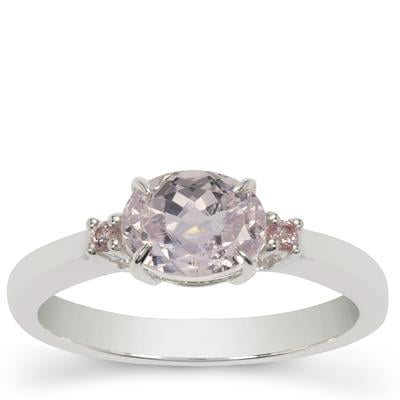 Minas Gerais Kunzite Ring with Pink Sapphire in Sterling Silver 1.65cts 