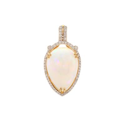 Ethiopian Opal Pendant with Diamonds in 18K Gold 11.86cts