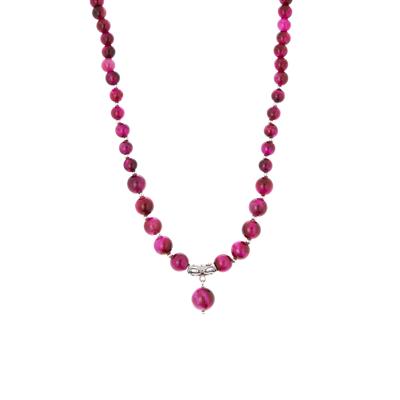Pink Tiger's Eye Necklace in Sterling Silver 88.50cts