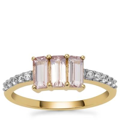 Imperial Pink Topaz Ring with White Zircon in 9K Gold 1.50cts