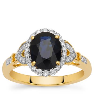 Madagascan Blue Sapphire Ring with Diamonds in 18K Gold 2.67cts
