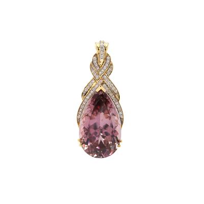 Pink Diaspore Pendant with Diamonds in 18K Gold 23.70cts 
