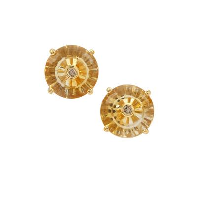 Lehrer Torus Diamantina Citrine Earrings with Champagne Diamonds in 9K Gold 2.75cts