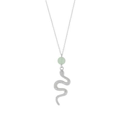 'The Kundalini Snake' Green Aventurine  Necklace in Sterling Silver 3cts