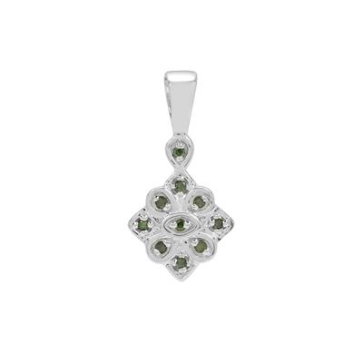 Green Diamond Pendant in Sterling Silver 0.10ct